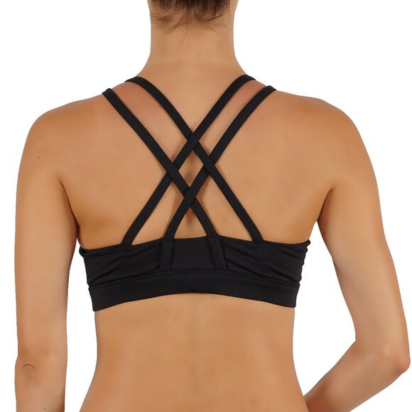 Yoga Bra Criss-Cross Strappy back Sports top High impact support Black Bra - Picture 3 of 3
